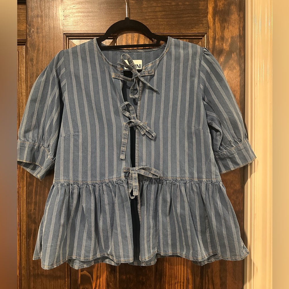 Ganni Peplum Tie Front Top